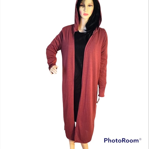 Lyss Loo Sweaters - Lyss Loo Long-Line Hooded Cardigan brown large